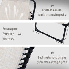 Outsunny Foldable Chaise Lounge, 3-Position Reclining Back, Portable design and Breathable Mesh for Poolside, Camping, Hiking - Cream White