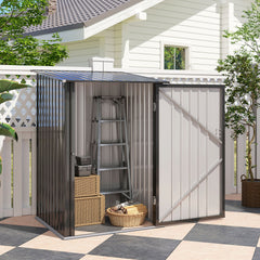 Outsunny Small Metal Garden Shed, 3.3' x 3.4', Galvanized Steel, Lockable Tool Shed for Patio, Backyard, Lawn, Dark Gray