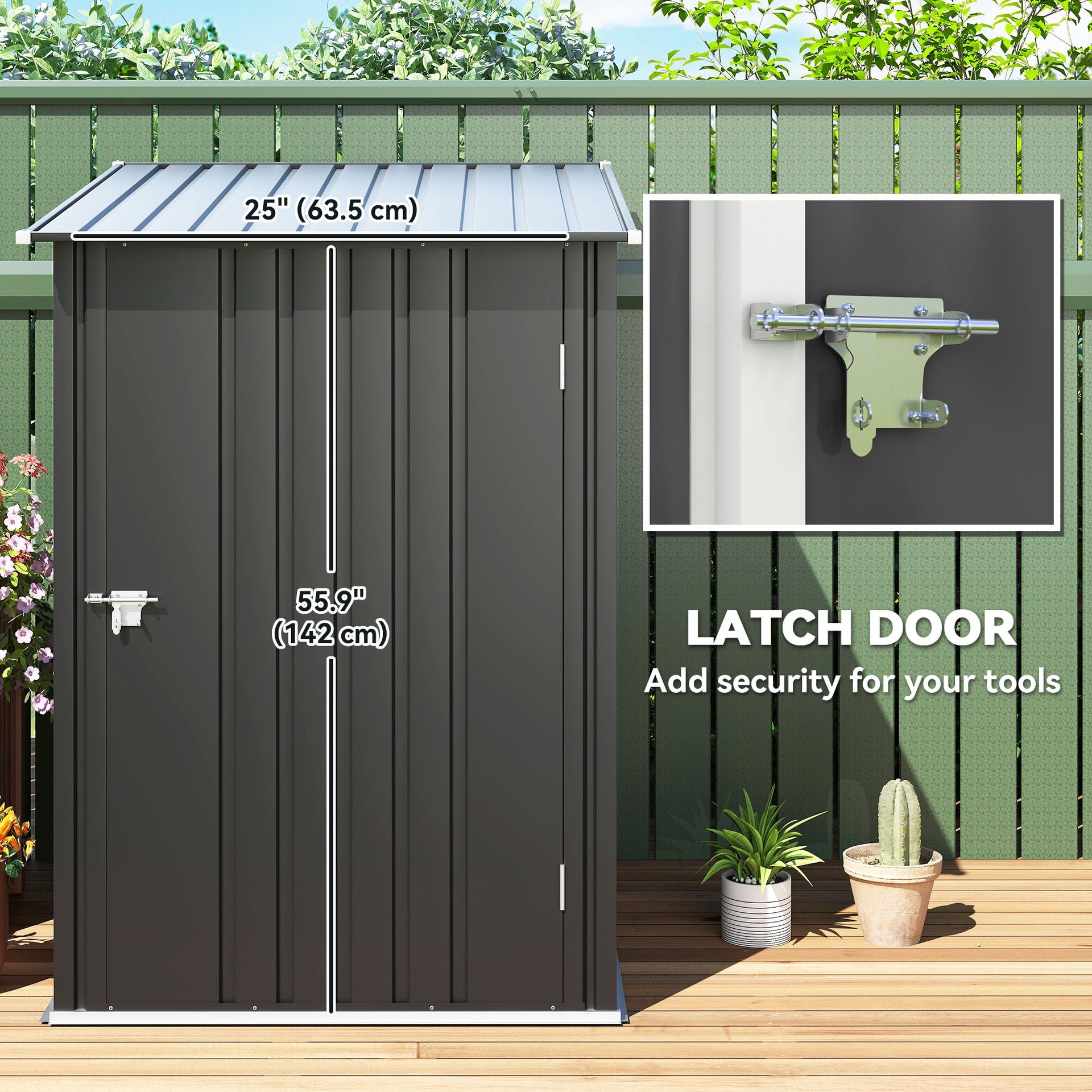 Outsunny Small Metal Garden Shed, 3.3' x 3.4', Galvanized Steel, Lockable Tool Shed for Patio, Backyard, Lawn, Dark Gray