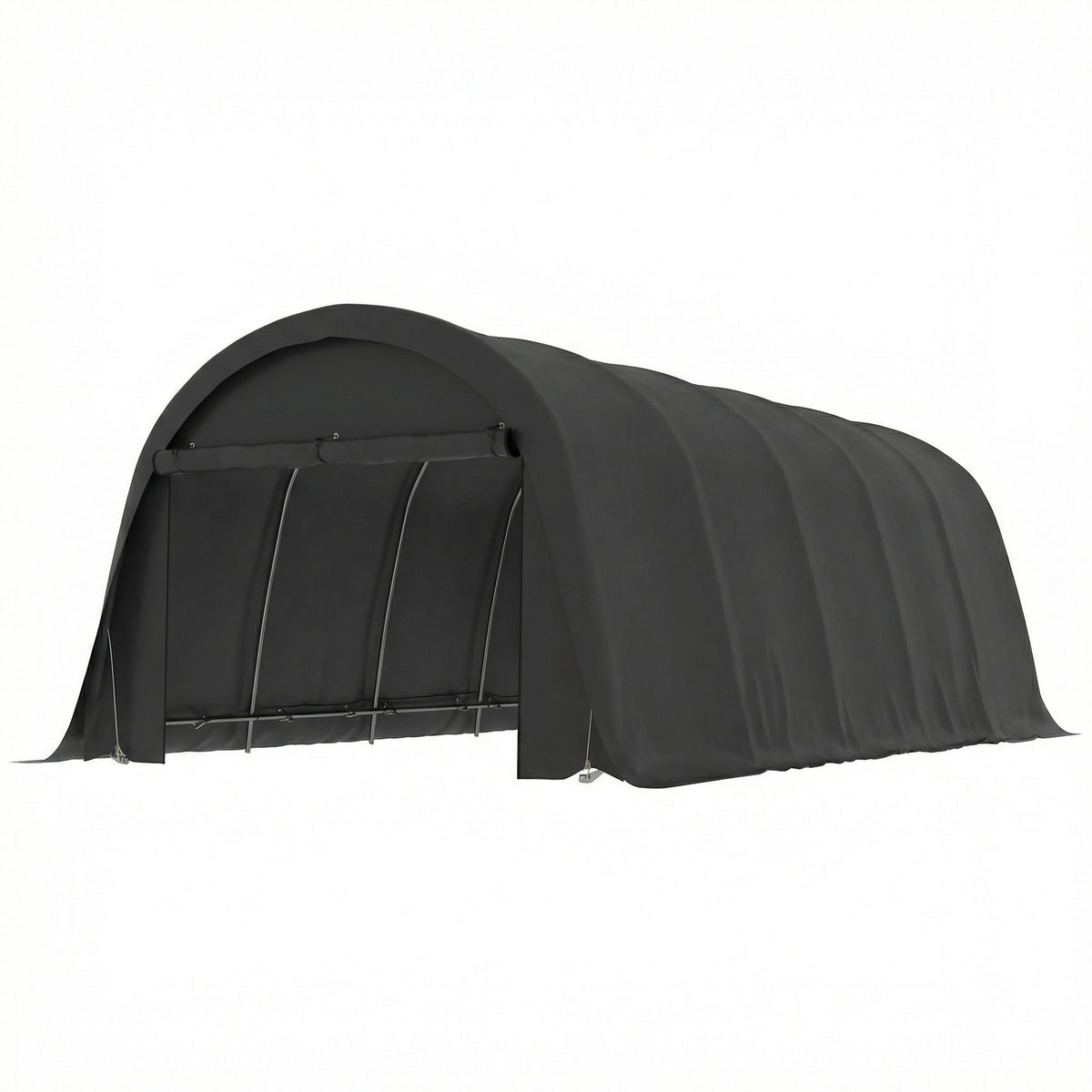Outsunny 12' x 23.6' Heavy Duty Carport, UPF50+ Portable Garage Car Canopy Tent with Galvanized Frame, Large Door, Dark Gray