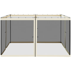 Outsunny Replacement Mesh Sidewall Netting for 12' x 12' Gazebos and Canopy Tents with Zippers, (Sidewall Only) Cream