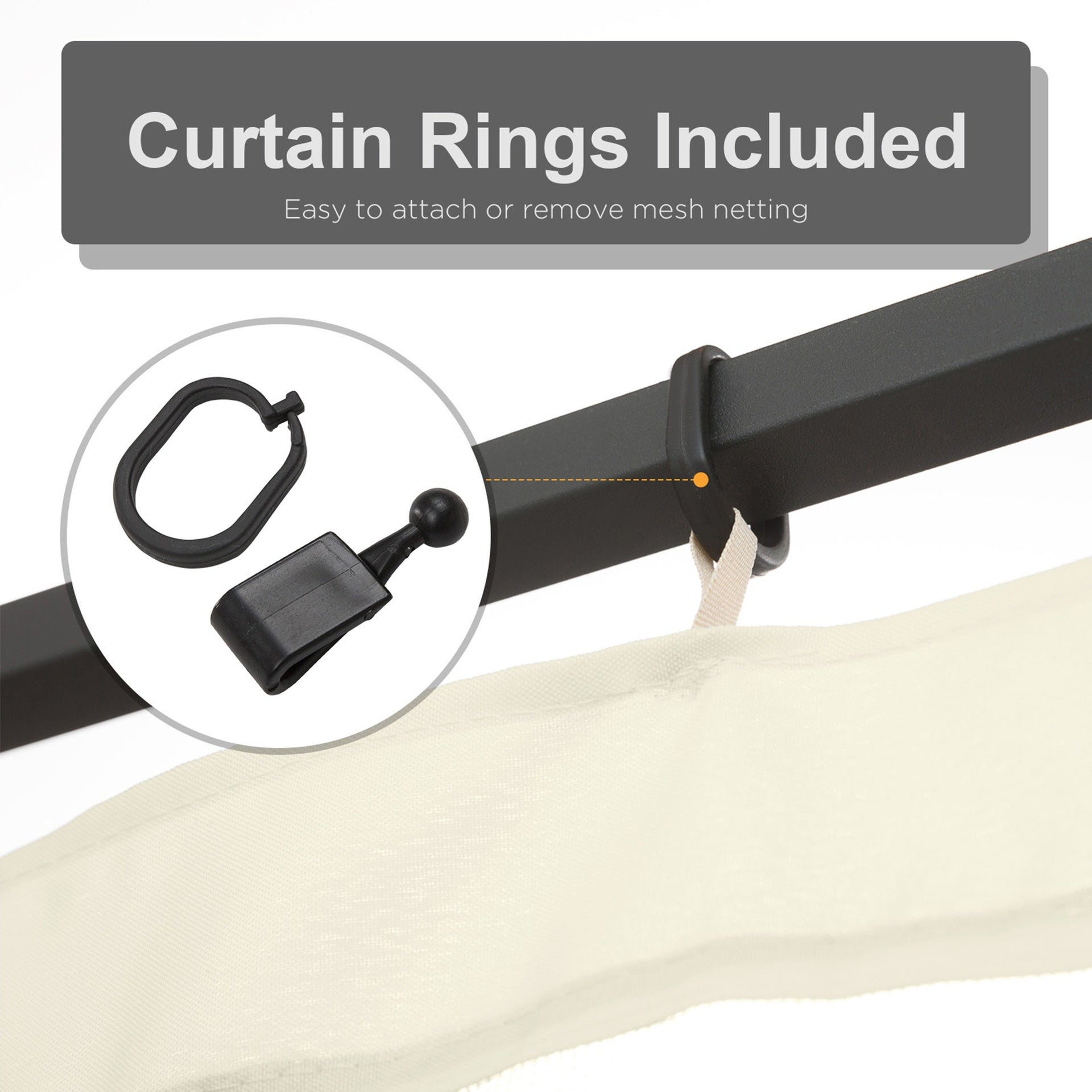 Outsunny Replacement Mesh Sidewall Netting for 12' x 12' Gazebos and Canopy Tents with Zippers, (Sidewall Only) Cream