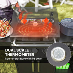 Outsunny 3 Burner Propane Gas Grill with Side Burner Barbecue Grill with Shelves, 9.5 KW Output, 310 Sq. in. Cooking Area
