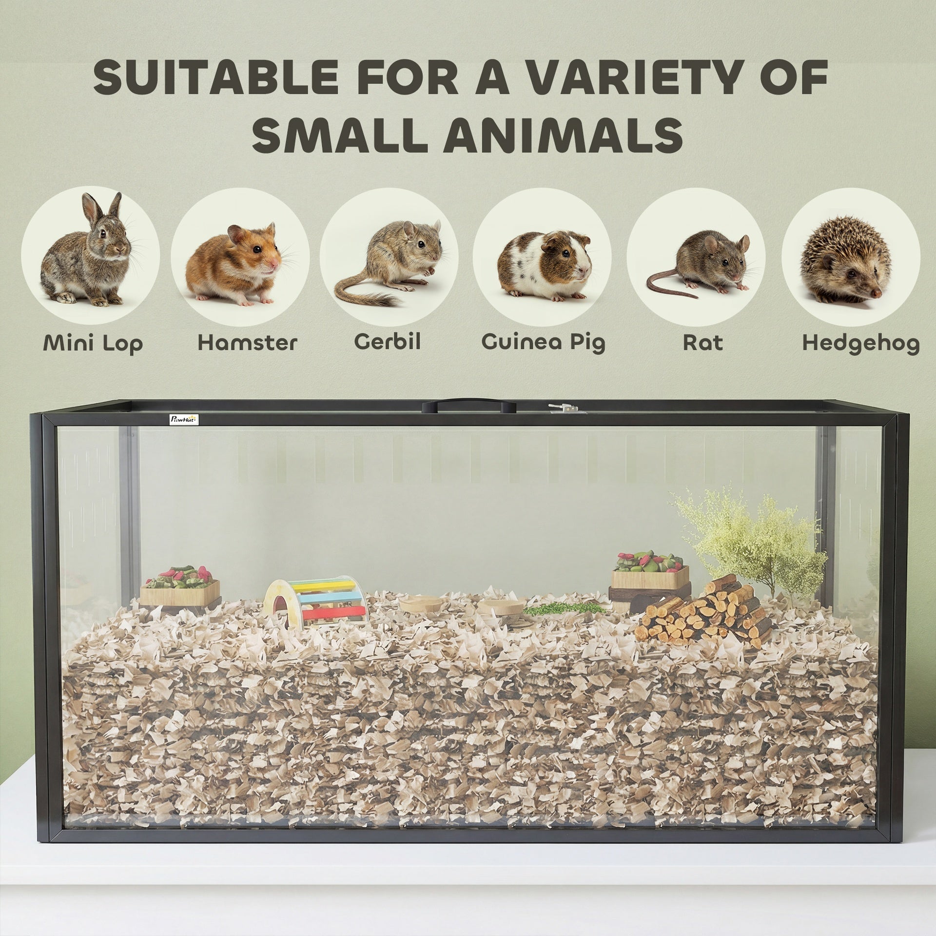 PawHut Large Acrylic Hamster Cage, Chewproof Guinea Pig Cage with Openable Top, for Hedgehog, Dwarf Hamster, Rat