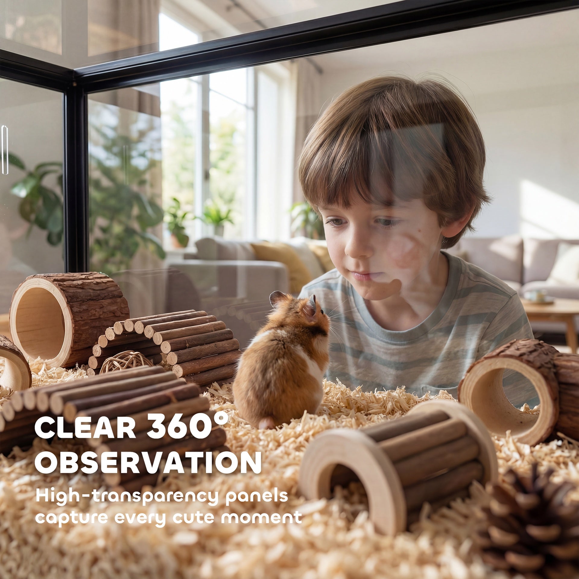 PawHut Large Acrylic Hamster Cage, Chewproof Guinea Pig Cage with Openable Top, for Hedgehog, Dwarf Hamster, Rat