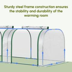 Outsunny 9.7' L x 3' W x 2.5' H Portable Tunneled Greenhouse with 3 Zippered Doors, Water/UV Fighting PVC Cover