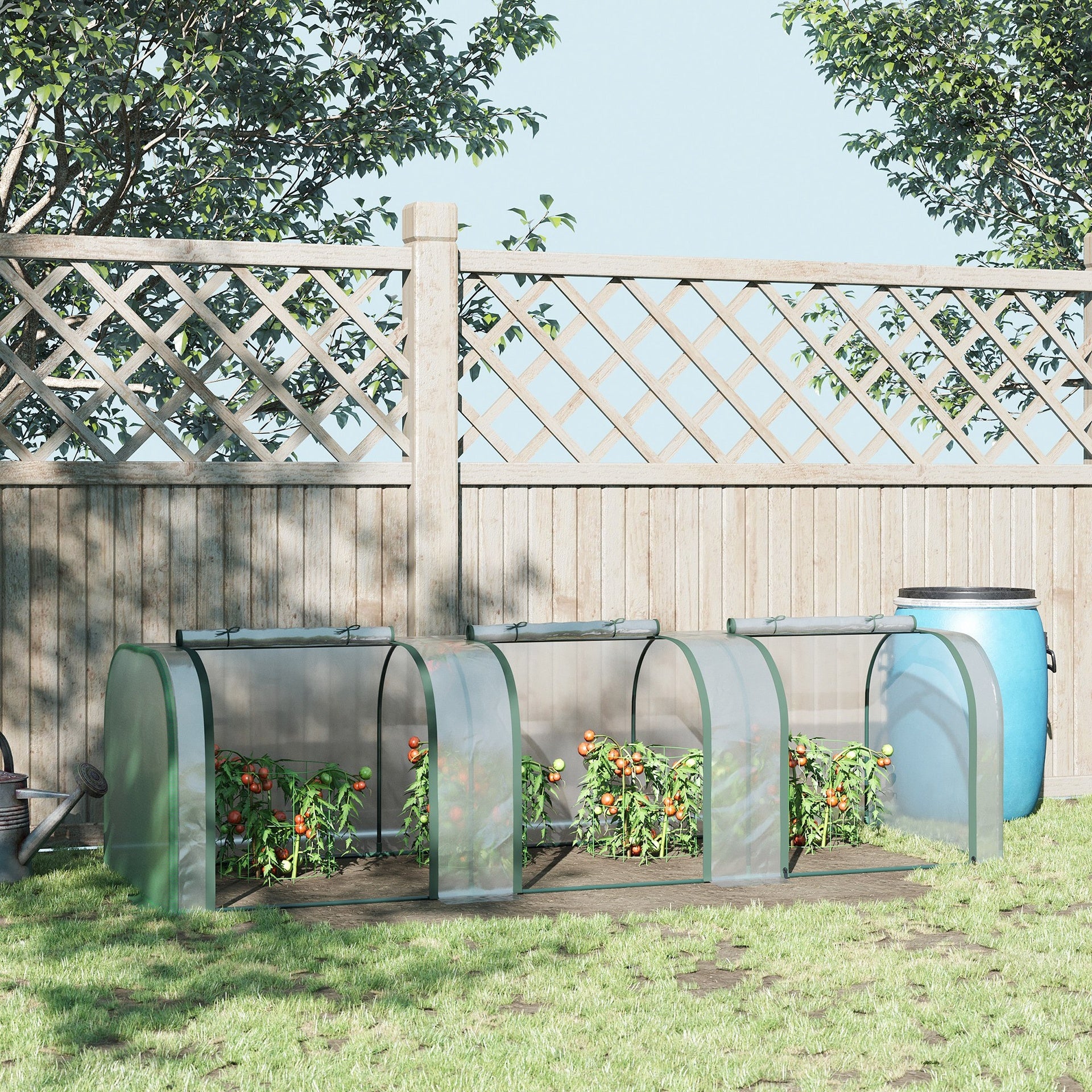 Outsunny 9.7' L x 3' W x 2.5' H Portable Tunneled Greenhouse with 3 Zippered Doors, Water/UV Fighting PVC Cover