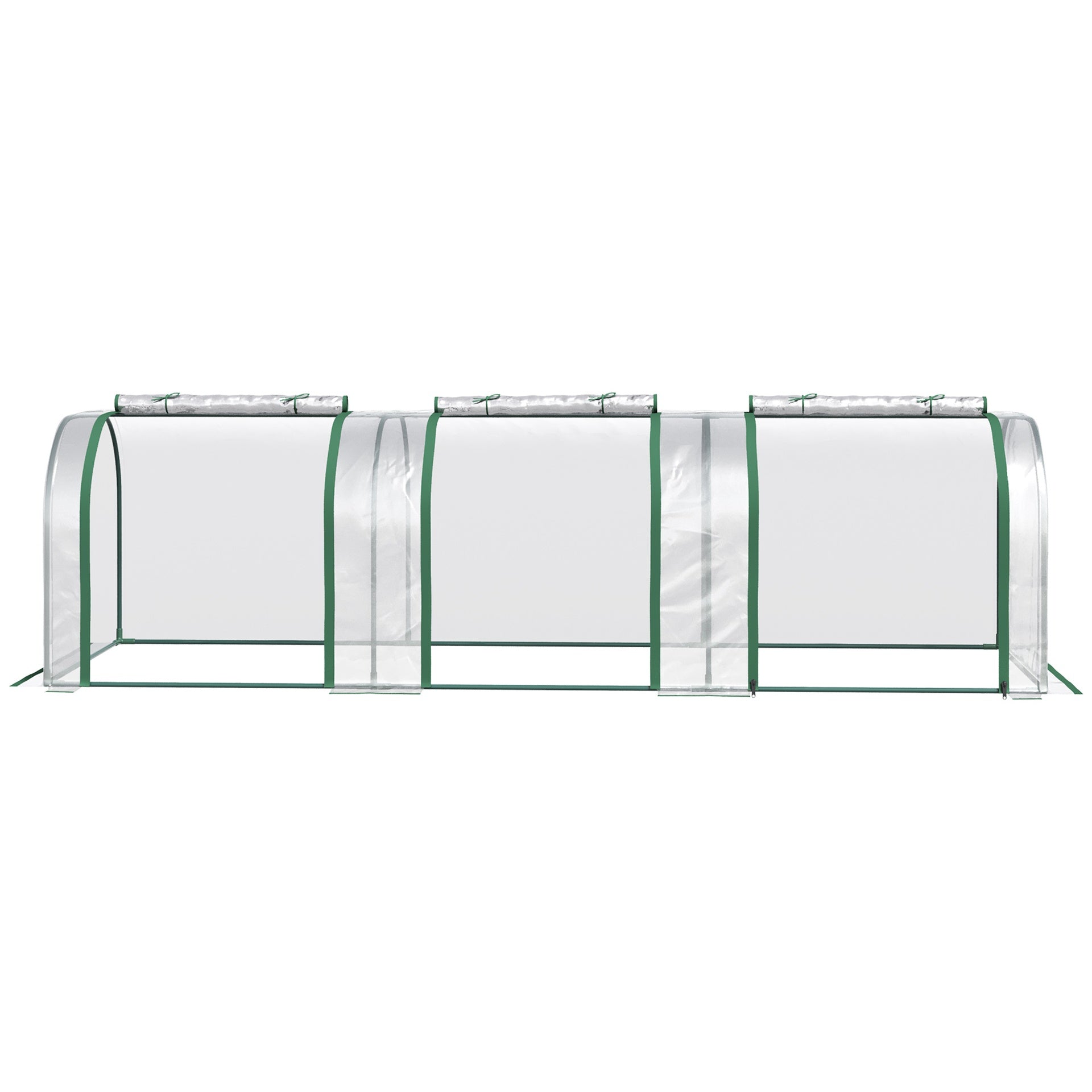 Outsunny 9.7' L x 3' W x 2.5' H Portable Tunneled Greenhouse with 3 Zippered Doors, Water/UV Fighting PVC Cover