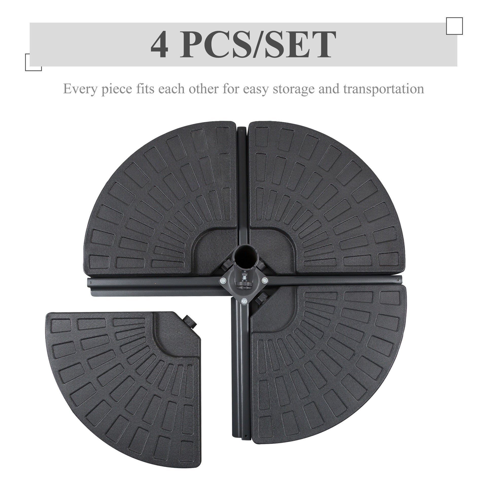 Outsunny Large 4 Piece Round Fillable Weighted Offset Market Patio Umbrella Base
