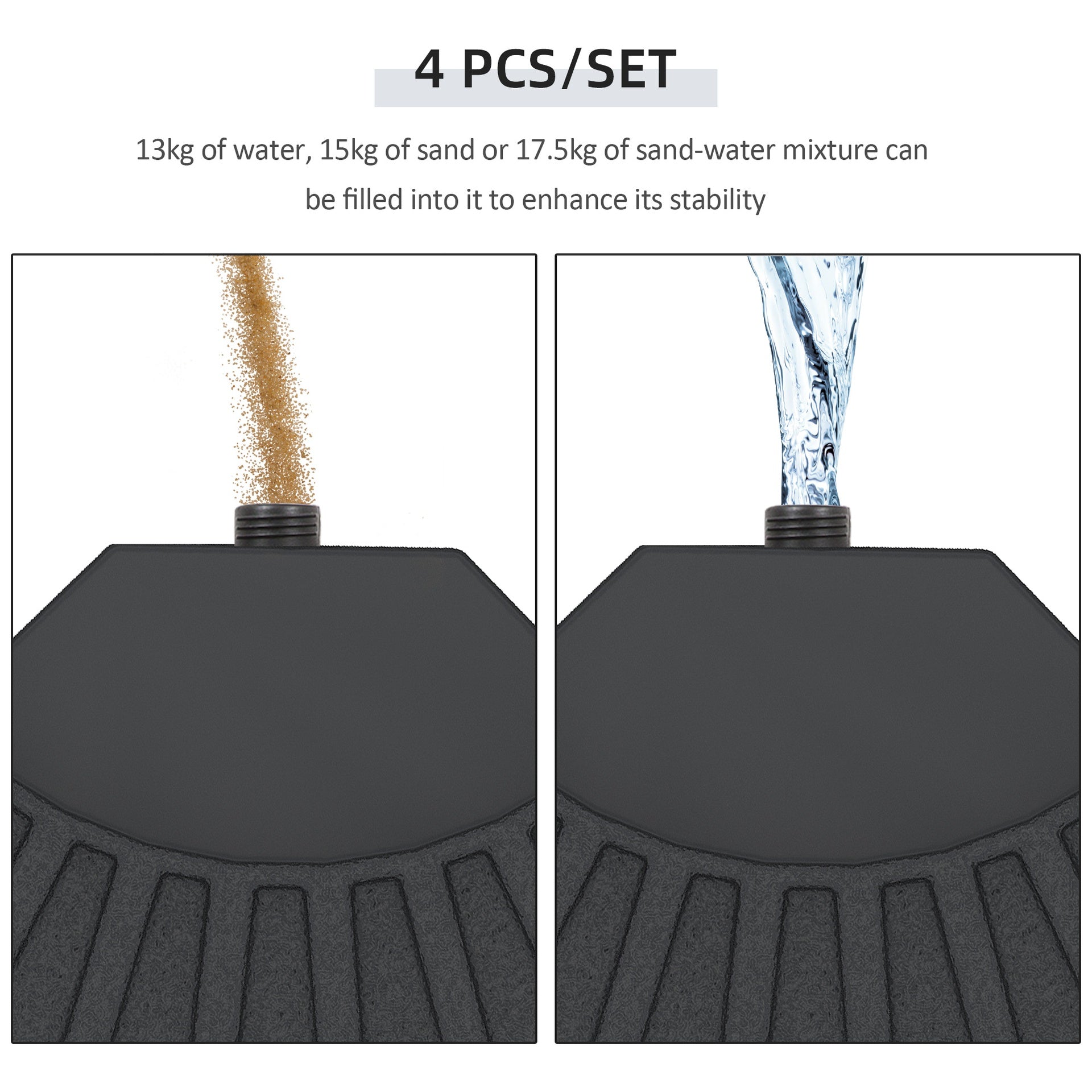 Outsunny Large 4 Piece Round Fillable Weighted Offset Market Patio Umbrella Base
