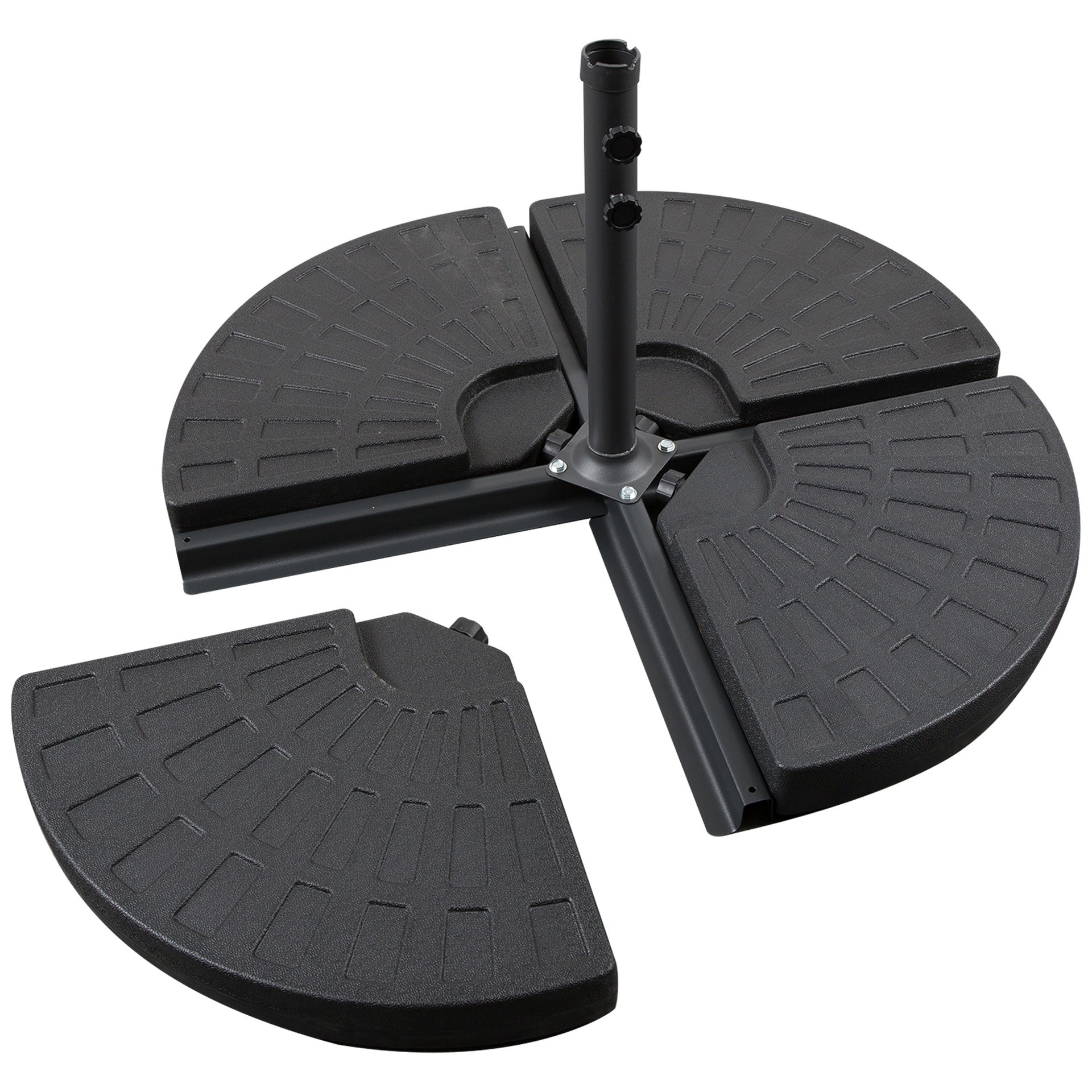Outsunny Large 4 Piece Round Fillable Weighted Offset Market Patio Umbrella Base