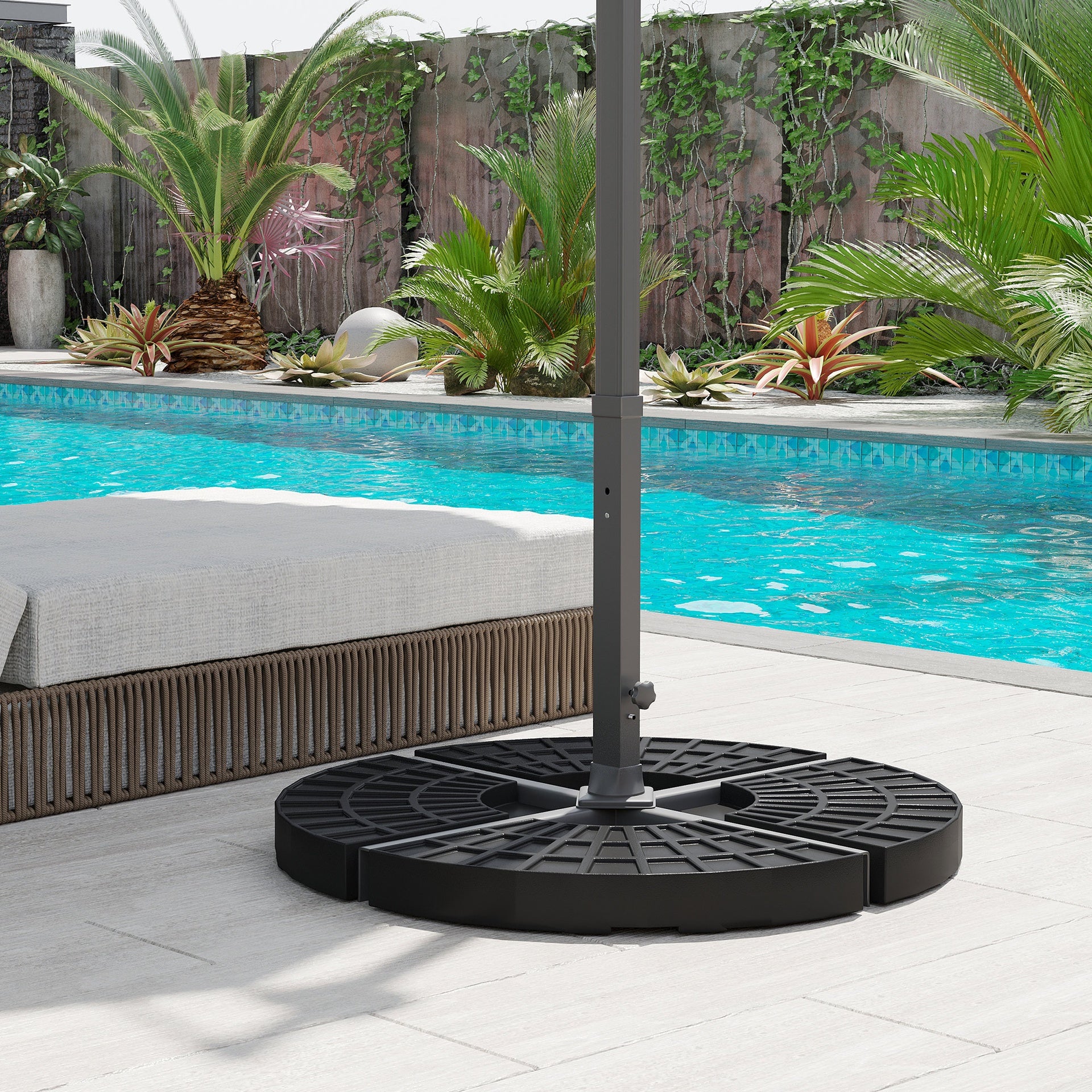 Outsunny Large 4 Piece Round Fillable Weighted Offset Market Patio Umbrella Base