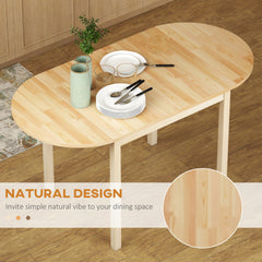 HOMCOM 55" Wood Kitchen Table, Drop Leaf Tables for Small Spaces, Natural