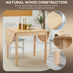HOMCOM 55" Wood Kitchen Table, Drop Leaf Tables for Small Spaces, Natural