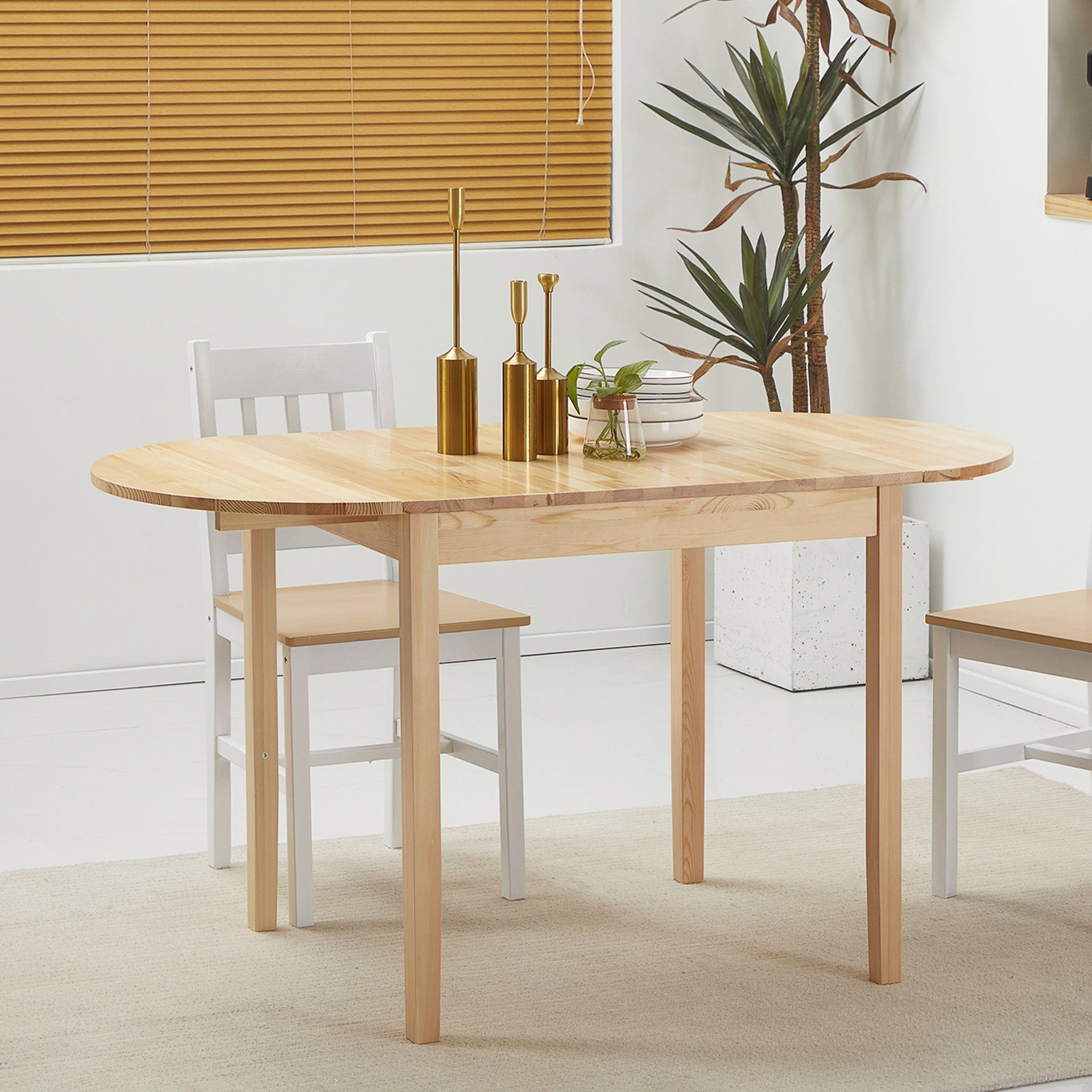 HOMCOM 55" Wood Kitchen Table, Drop Leaf Tables for Small Spaces, Natural