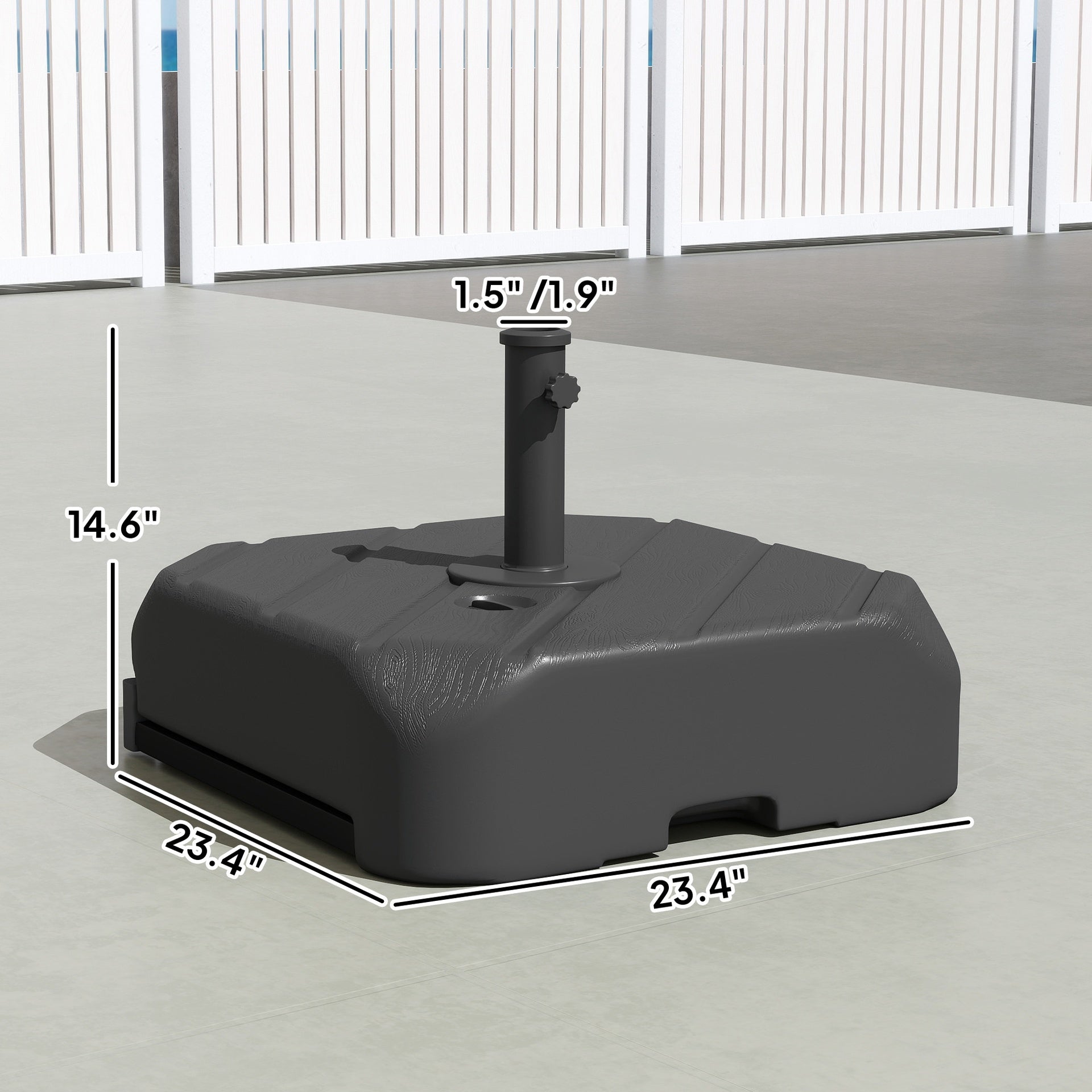 Outsunny Patio Umbrella Base with Wheels, Telescopic Handle, 158 lb Sand or 99 lb Water Filled Umbrella Stand, Black