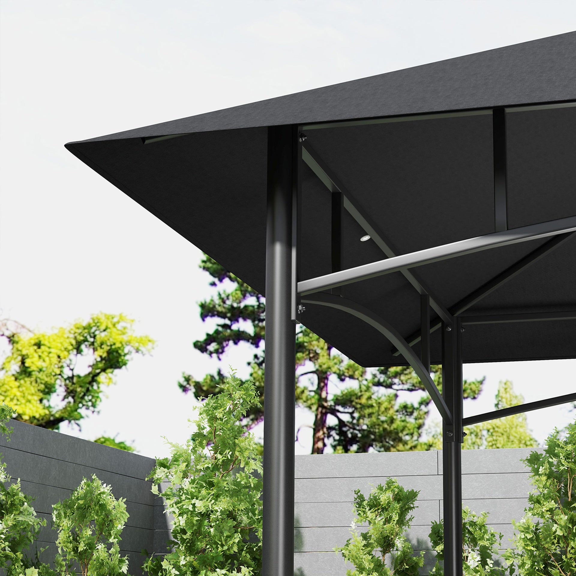 Outsunny 8' x 5' BBQ Grill Gazebo, 2-Tier Outdoor BBQ Gazebo with 2 Side Shelves, Storage Baskets, Ceiling Hook, Dark Gray