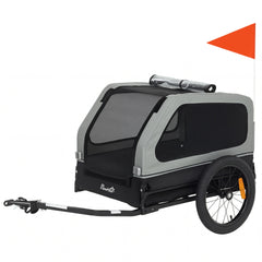 PawHut Dog Bike Trailer for Small & Medium Dogs, Universal Bicycle Coupler, Flip-Down Ramp Tailgate, Gray
