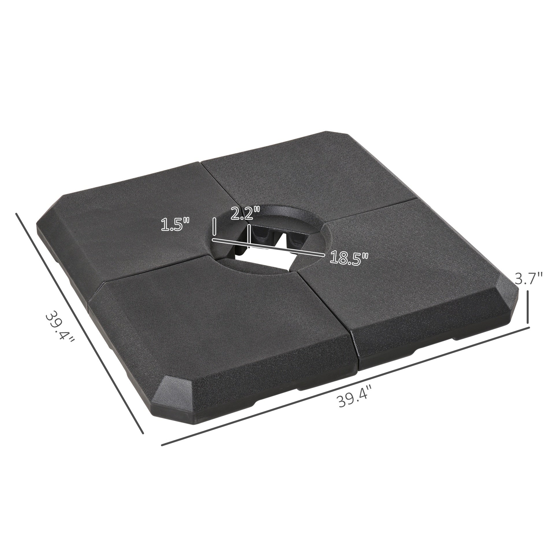 Outsunny 4-Piece Heavy Duty Cantilever Offset Umbrella Stand Base Weight, 264 lb. Capacity, Easy to Fill with Water or Sand