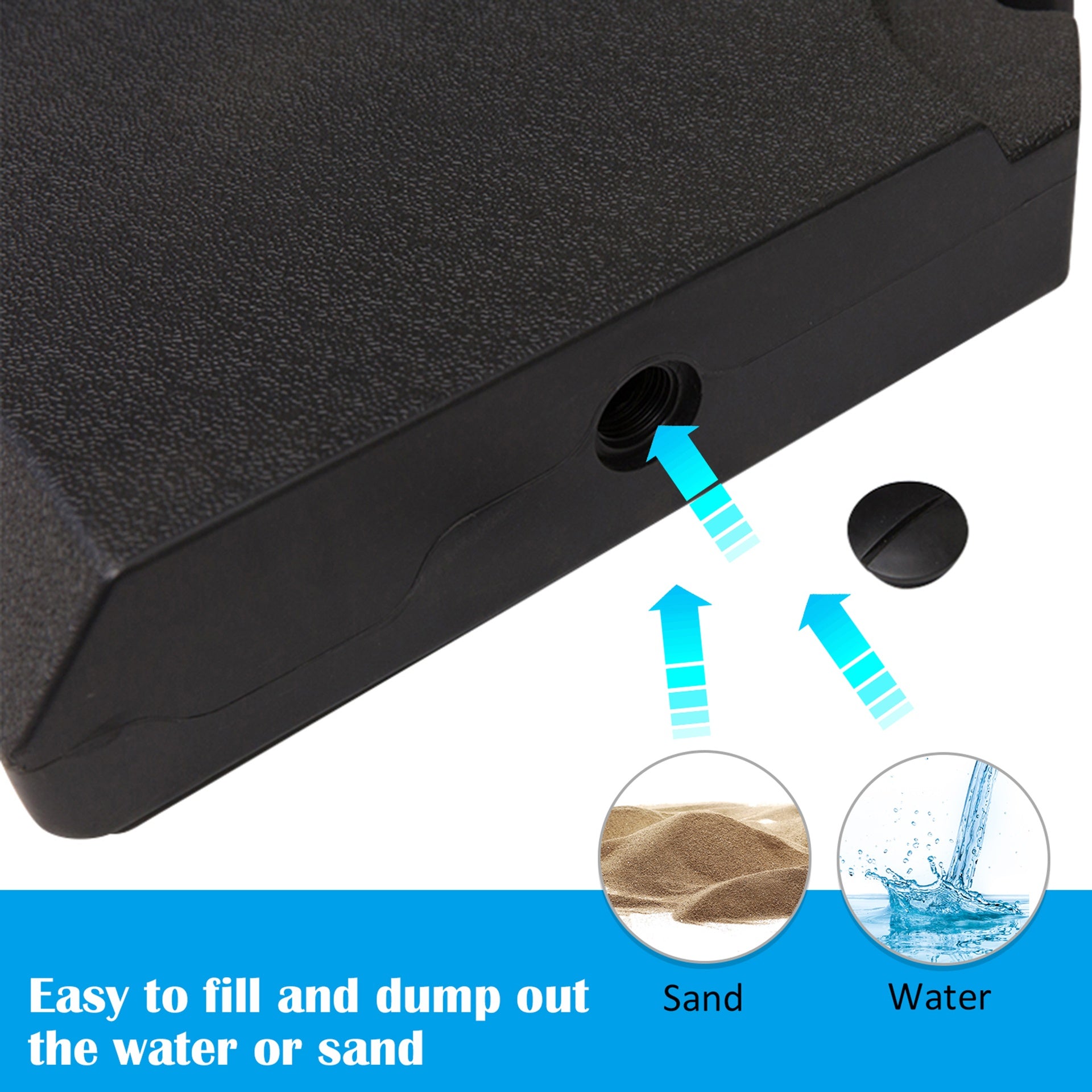 Outsunny 4-Piece Heavy Duty Cantilever Offset Umbrella Stand Base Weight, 264 lb. Capacity, Easy to Fill with Water or Sand