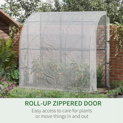 Outsunny 7' x 4' x 7' Outdoor Lean to Greenhouse, Walk-In Green House Plant Nursery with Roll-up Window, PE Cover, White