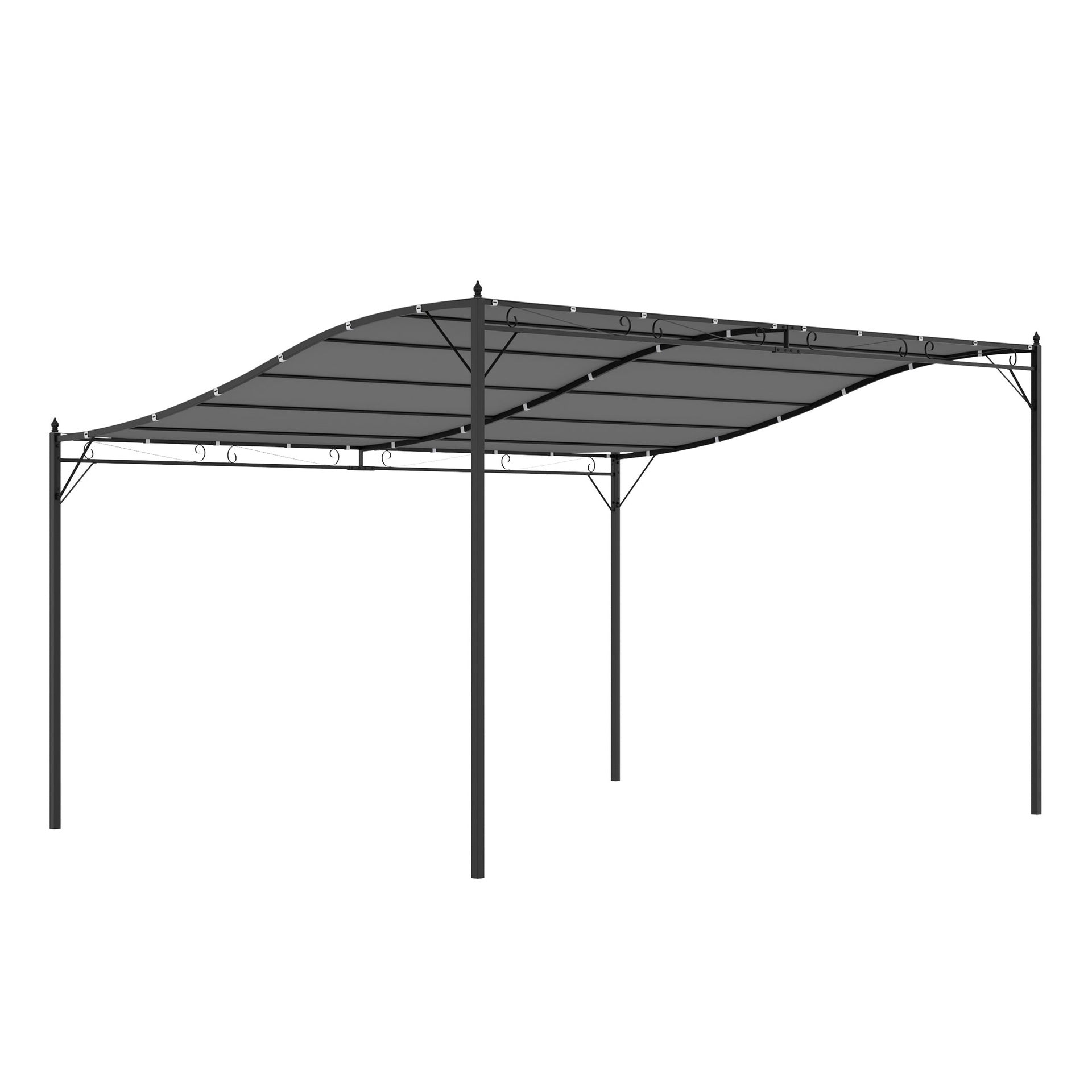 Outsunny 10' x 13' Outdoor Pergola Gazebo, Steel Patio Canopy with Weather-Resistant Fabric and Drainage Holes, Gray