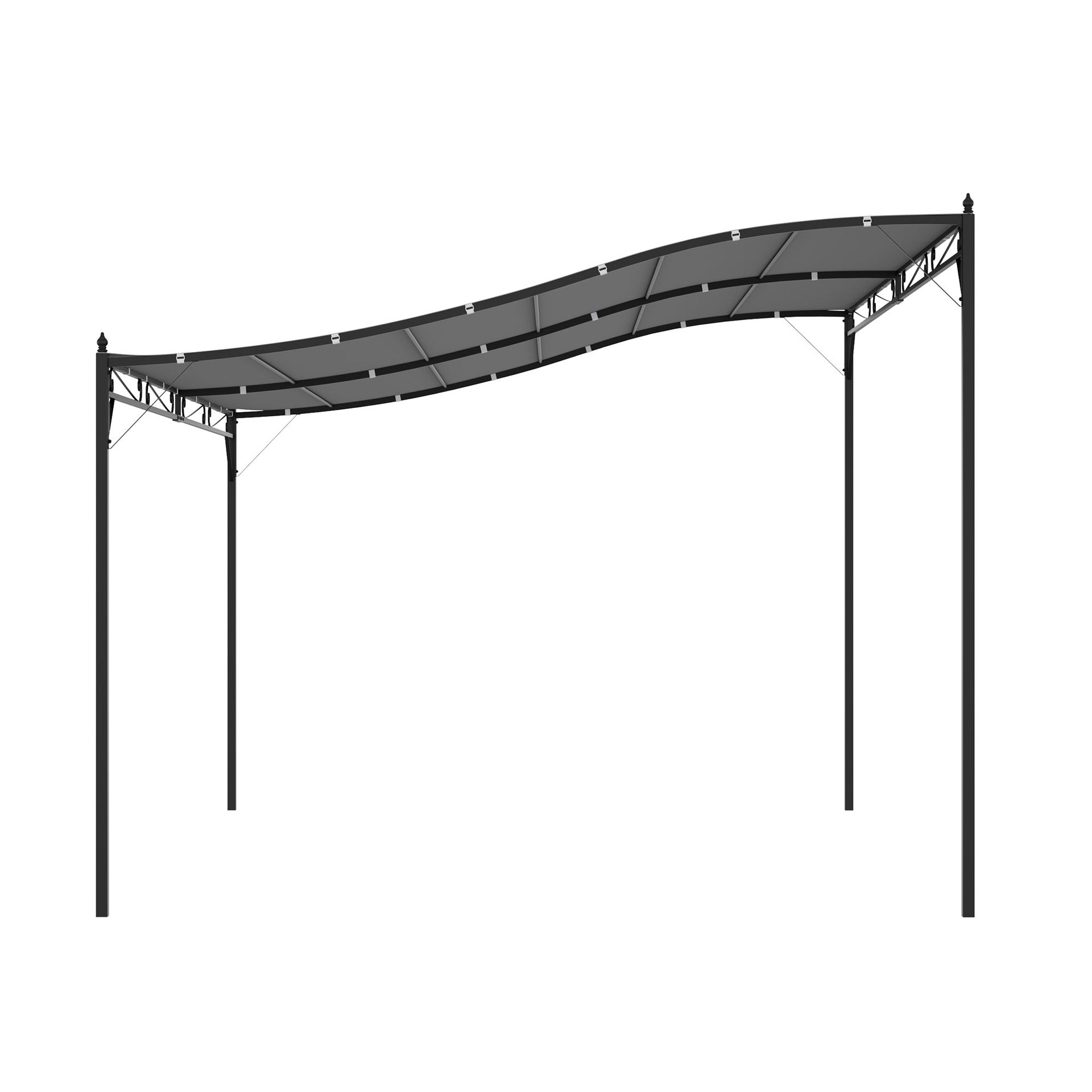 Outsunny 10' x 13' Outdoor Pergola Gazebo, Steel Patio Canopy with Weather-Resistant Fabric and Drainage Holes, Gray