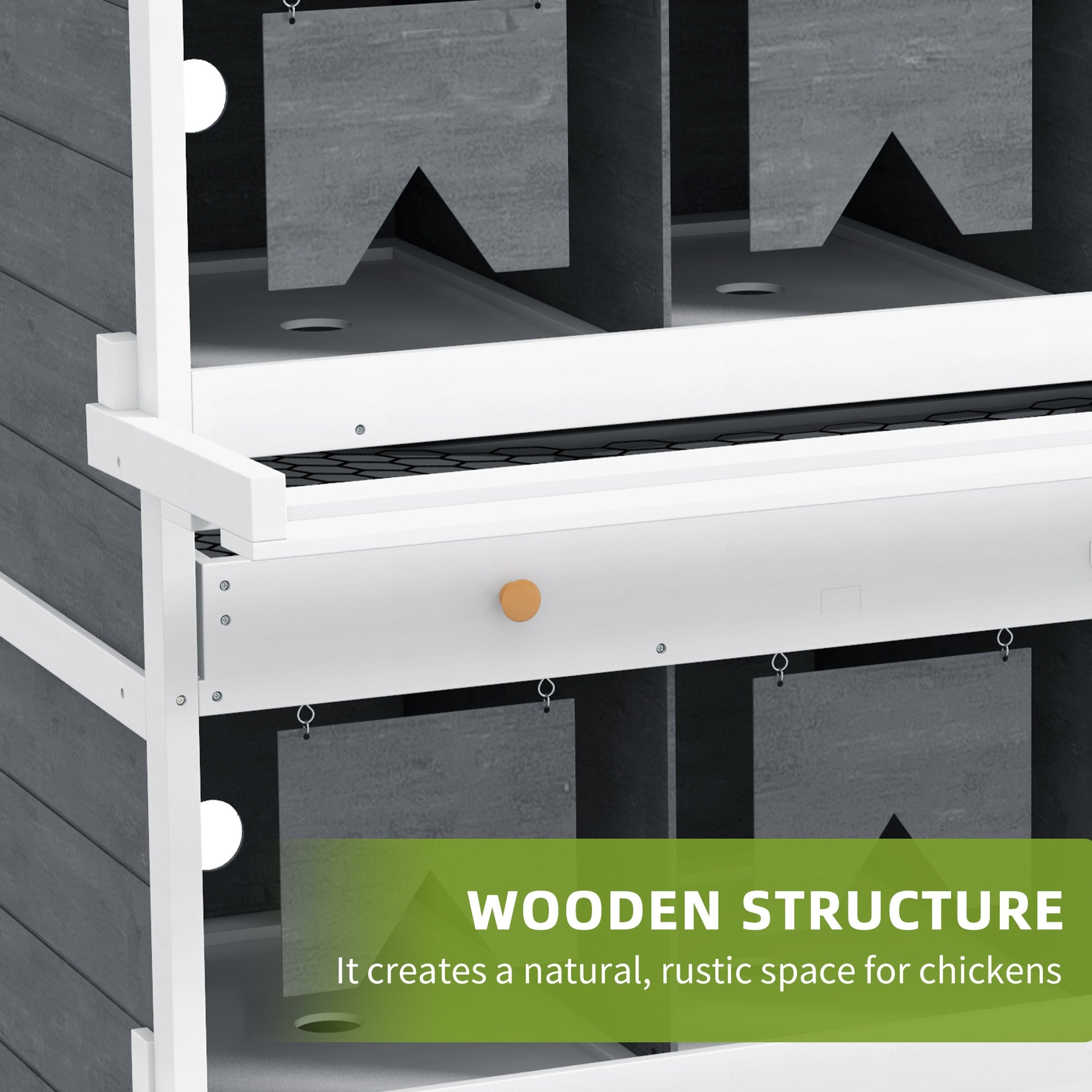 PawHut Chicken Nesting Box, 8 Compartment Wood Laying Boxes for Chicken Coop with Egg Collection Trays Perches for 16-32 Hens