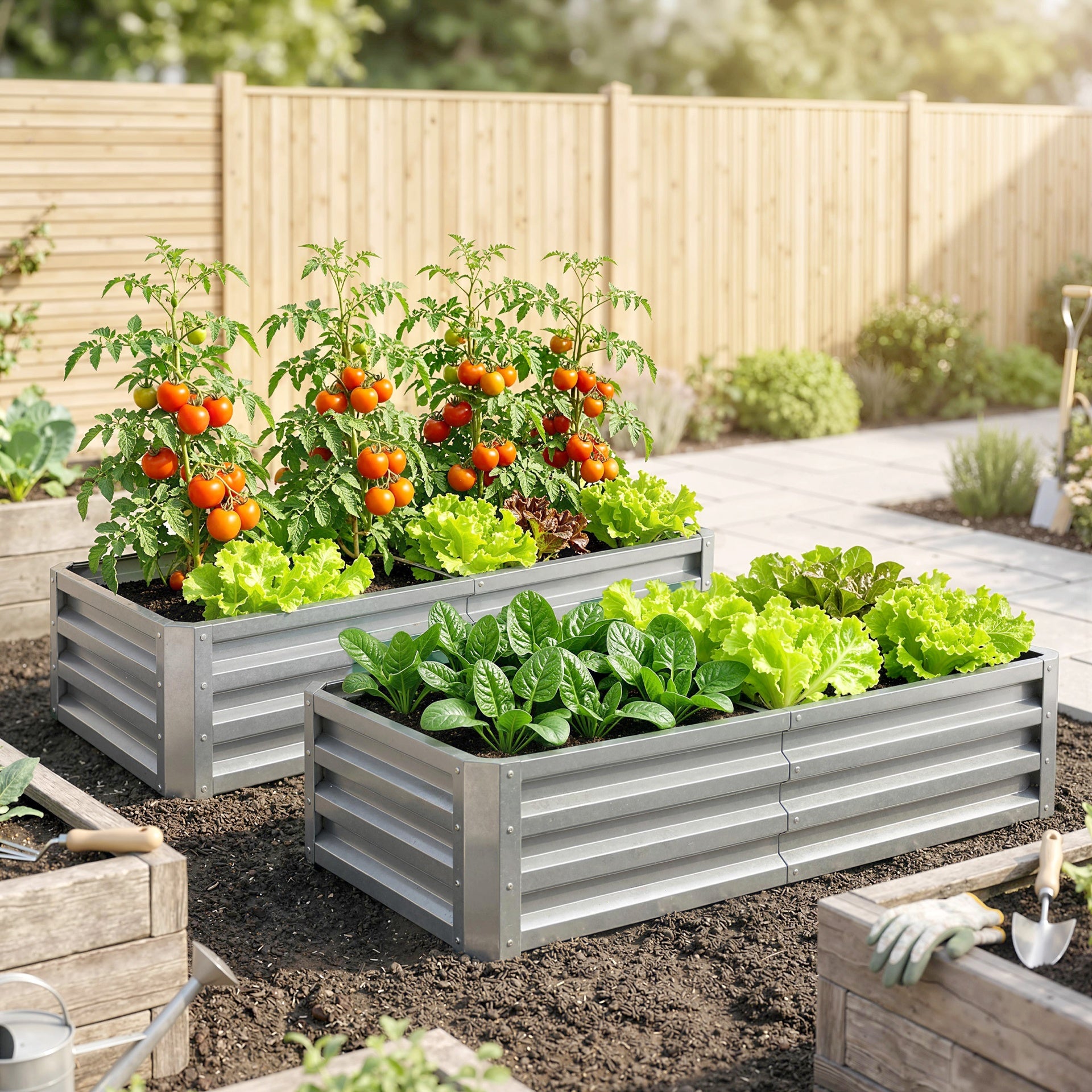 Outsunny Galvanized Raised Garden Bed, 4' x 2' x 1' Metal Planter Box, for Growing Vegetables, Flowers, Herbs, Succulents, Silver