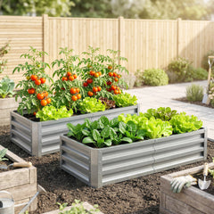 Outsunny Galvanized Raised Garden Bed, 4' x 2' x 1' Metal Planter Box, for Growing Vegetables, Flowers, Herbs, Succulents, Silver