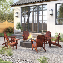Outsunny Oversized Adirondack Chair, Outdoor Fire Pit and Porch Seating, Classic Log Lounge w/ Built-in Cupholder, Brown