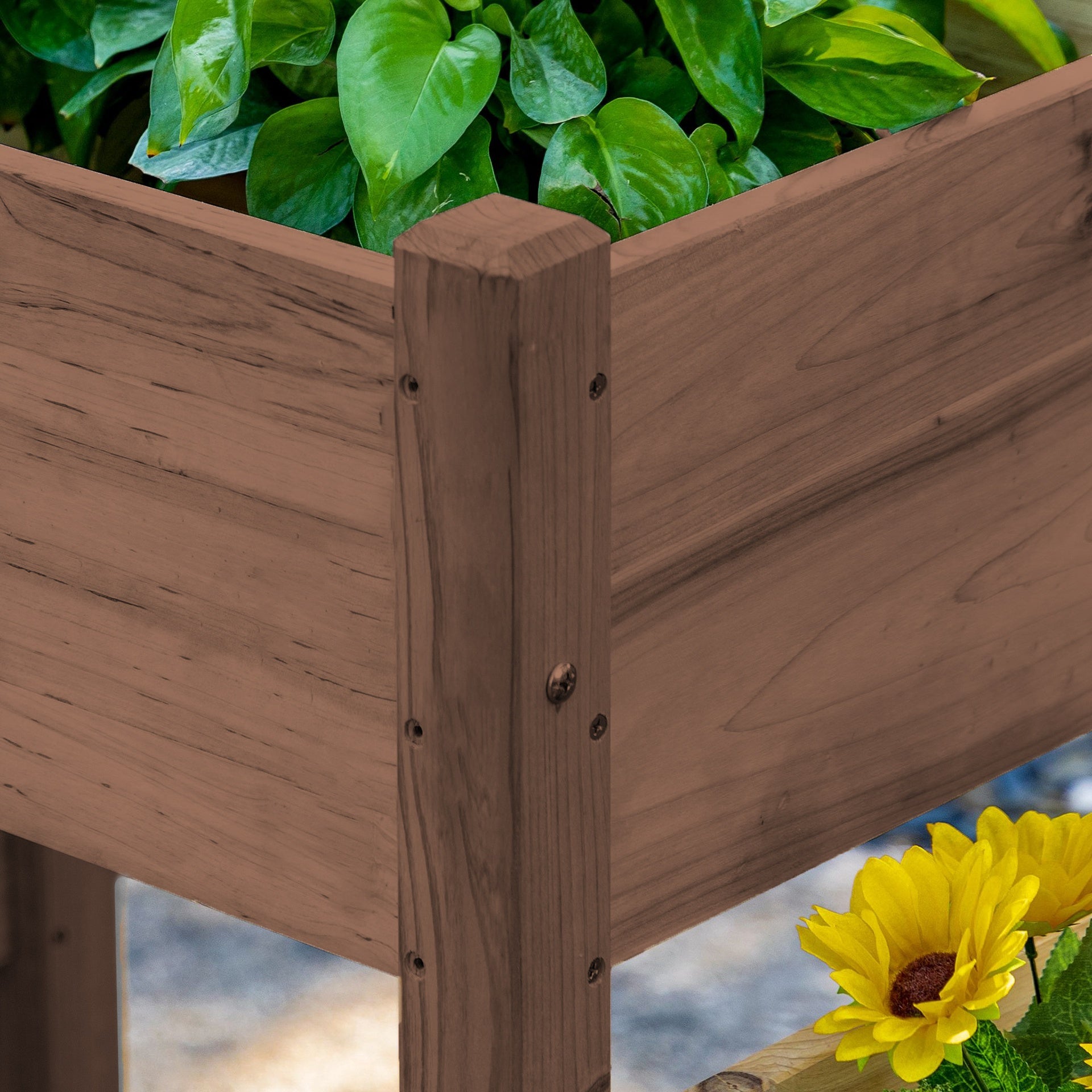 Outsunny 73" x 18" x 32" 3 Tier Raised Garden Bed w/ Three Elevated Planter Box for Vegetables, Herb and Flowers, Coffee