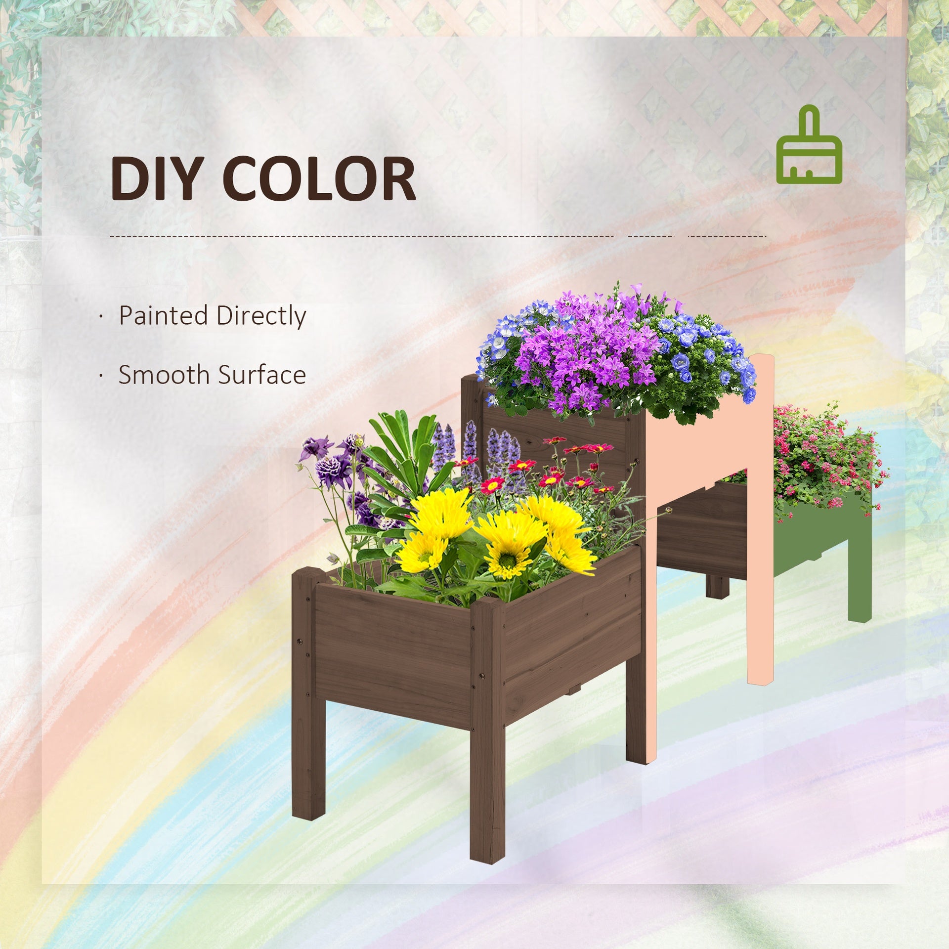 Outsunny 73" x 18" x 32" 3 Tier Raised Garden Bed w/ Three Elevated Planter Box for Vegetables, Herb and Flowers, Coffee
