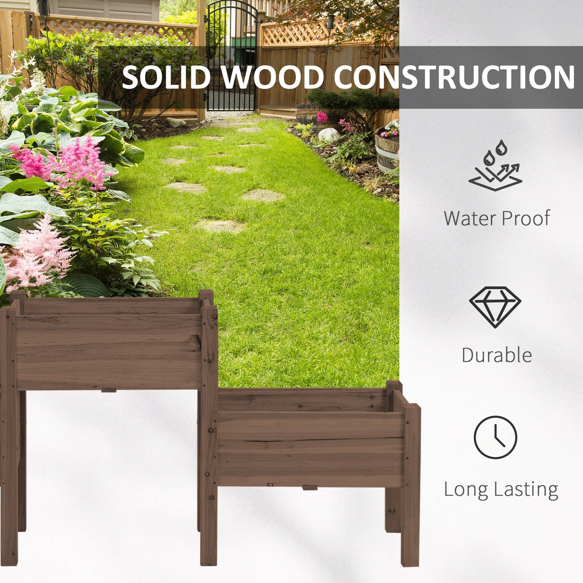 Outsunny 73" x 18" x 32" 3 Tier Raised Garden Bed w/ Three Elevated Planter Box for Vegetables, Herb and Flowers, Coffee
