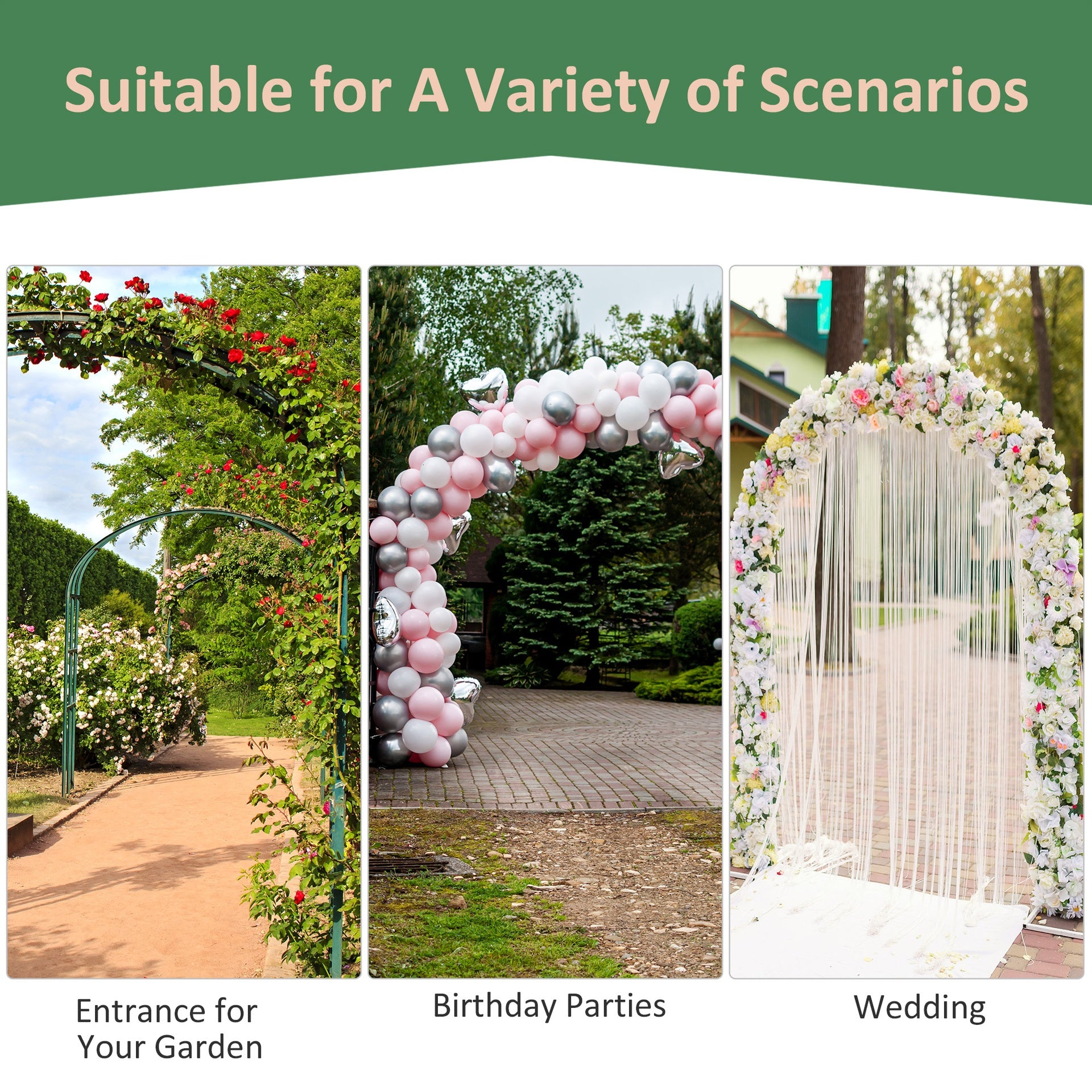 Outsunny 7Ft Garden Arch Arbor, Metal Arch Trellis for Climbing Vines, Garden Archway for Wedding, Bridal Party, Ceremony