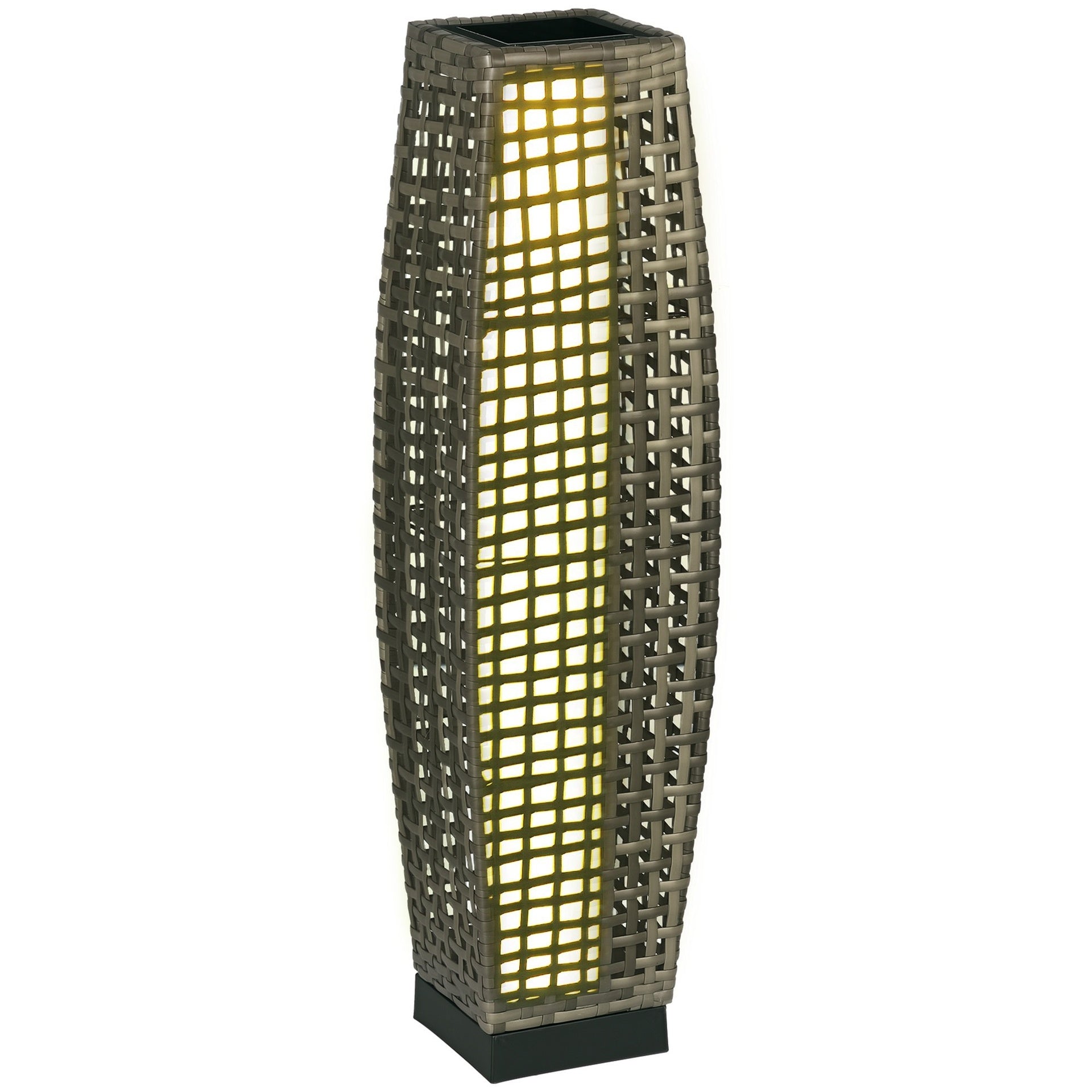Outsunny Solar Floor Lamp, Outdoor Garden Lantern Pathway Light & Decorative Driveway Lighting with Auto On/Off LED Lights for Porch, Yard, Lawn, Courtyard, Deck, Gray