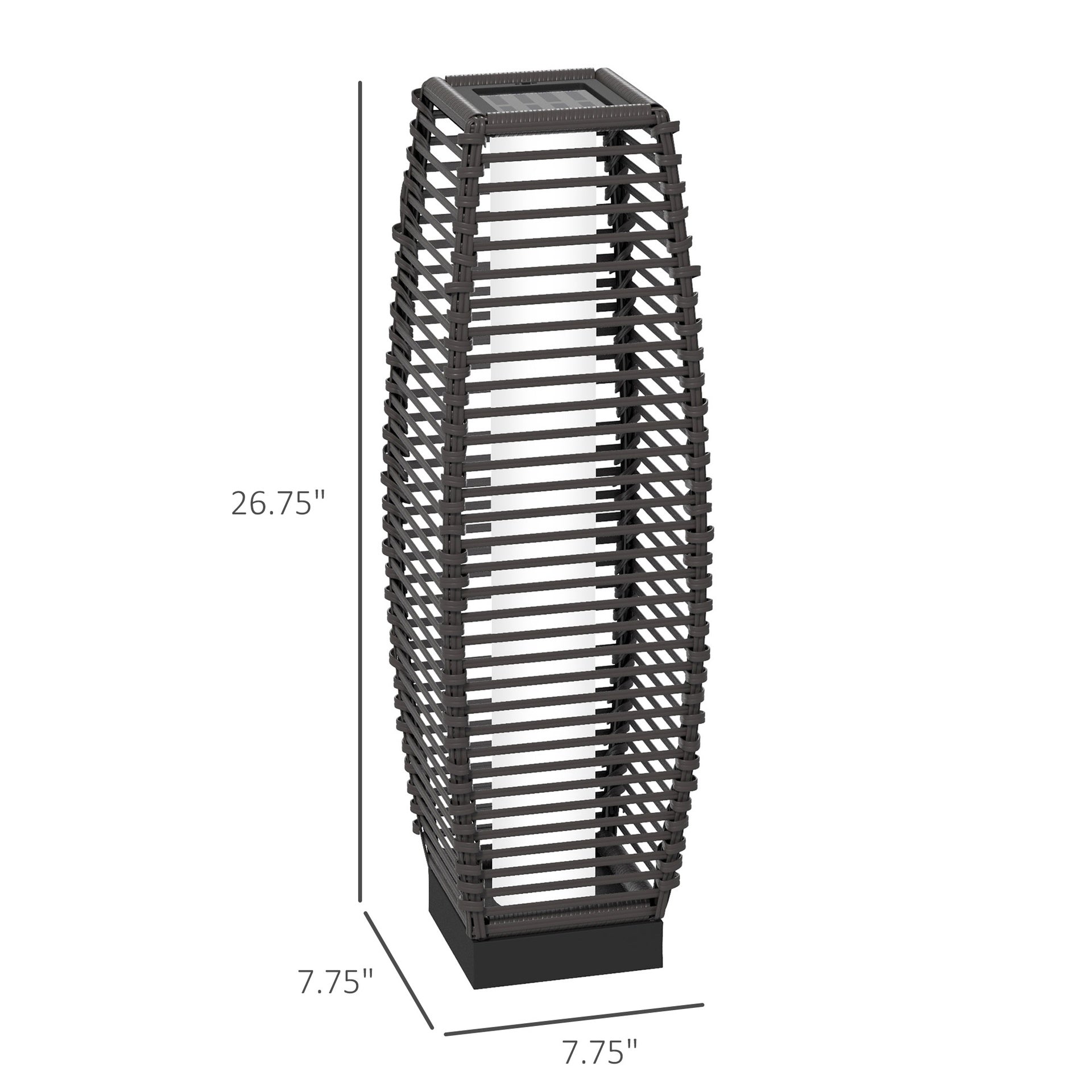 Outsunny Solar Floor Lamp, Outdoor Rattan Garden Lantern Pathway Light & Decorative Driveway Lighting with Auto LED Lights, Gray