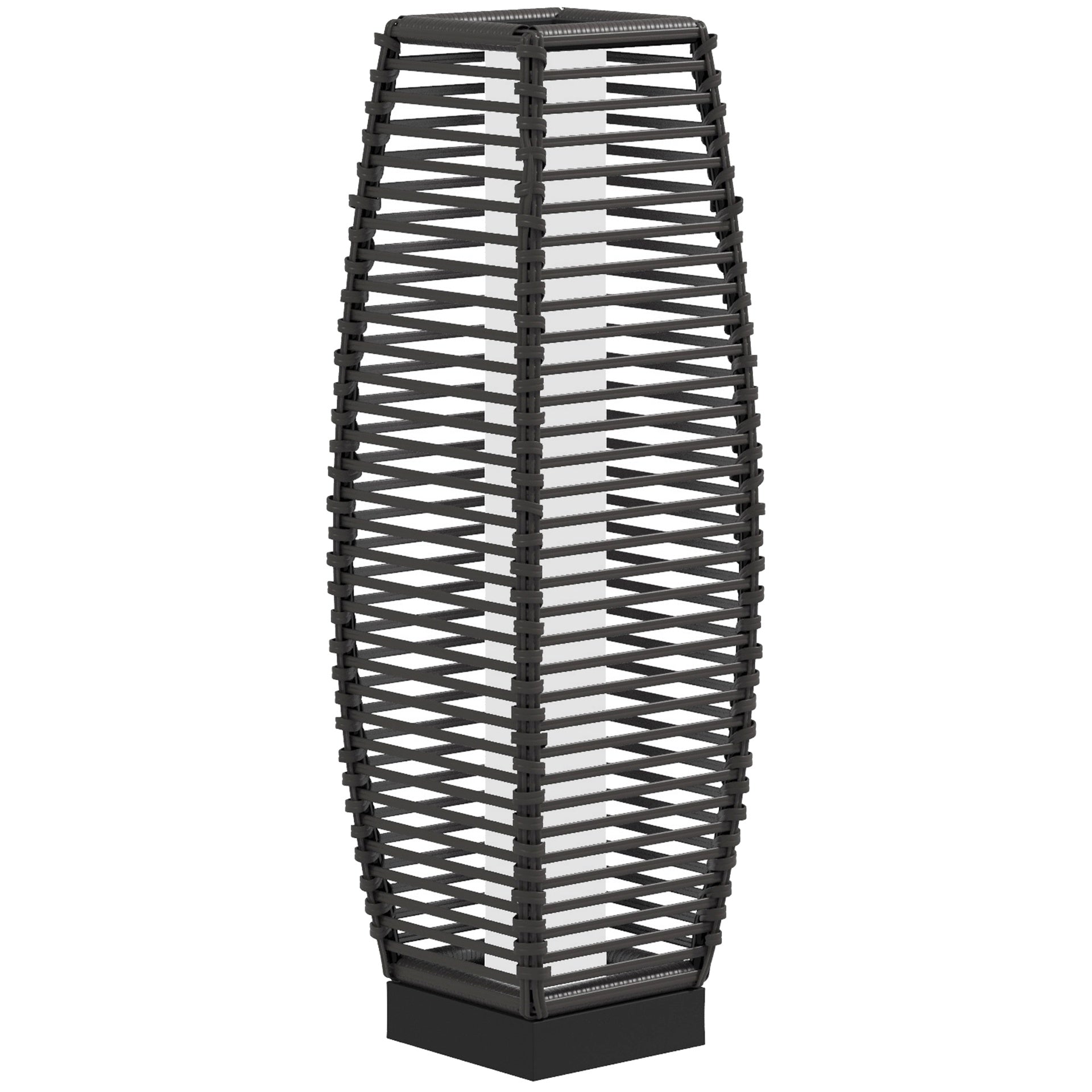 Outsunny Solar Floor Lamp, Outdoor Rattan Garden Lantern Pathway Light & Decorative Driveway Lighting with Auto LED Lights, Gray