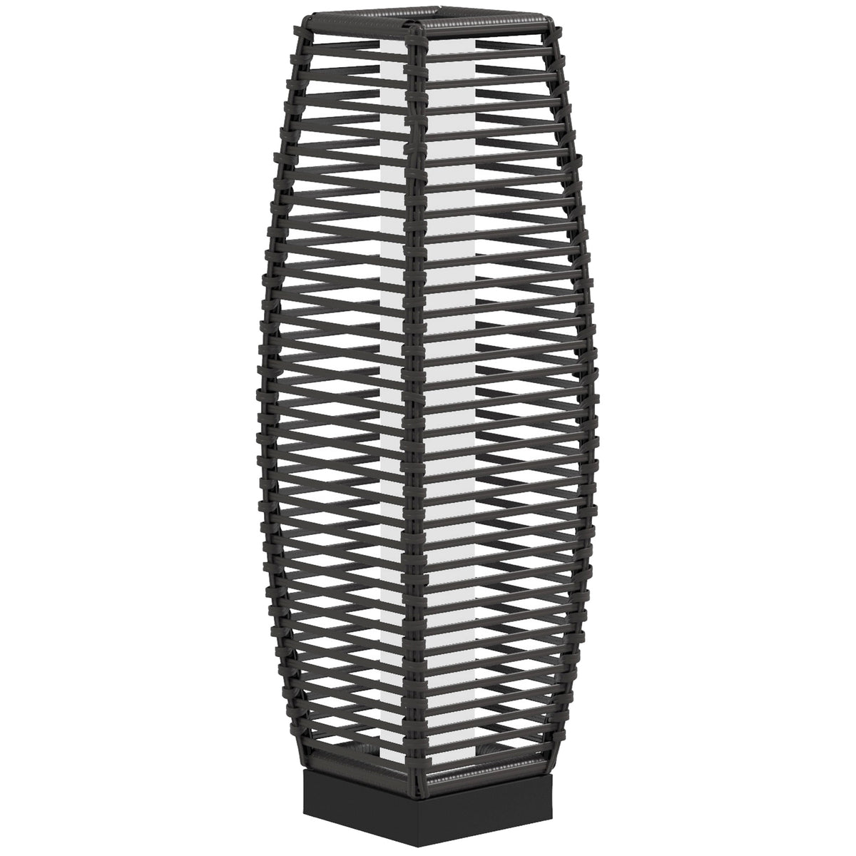 Outsunny Solar Floor Lamp, Outdoor Rattan Garden Lantern Pathway Light & Decorative Driveway Lighting with Auto LED Lights, Gray