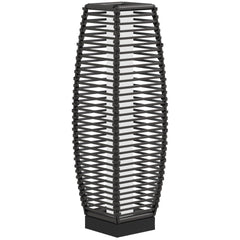 Outsunny Solar Floor Lamp, Outdoor Rattan Garden Lantern Pathway Light & Decorative Driveway Lighting with Auto LED Lights, Gray