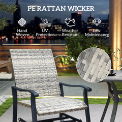 Outsunny Wicker Rattan Swivel Patio Glider Chair Set of 2, Outdoor Glider Chair with Steel Frame, High Back, Armrests, Yellow