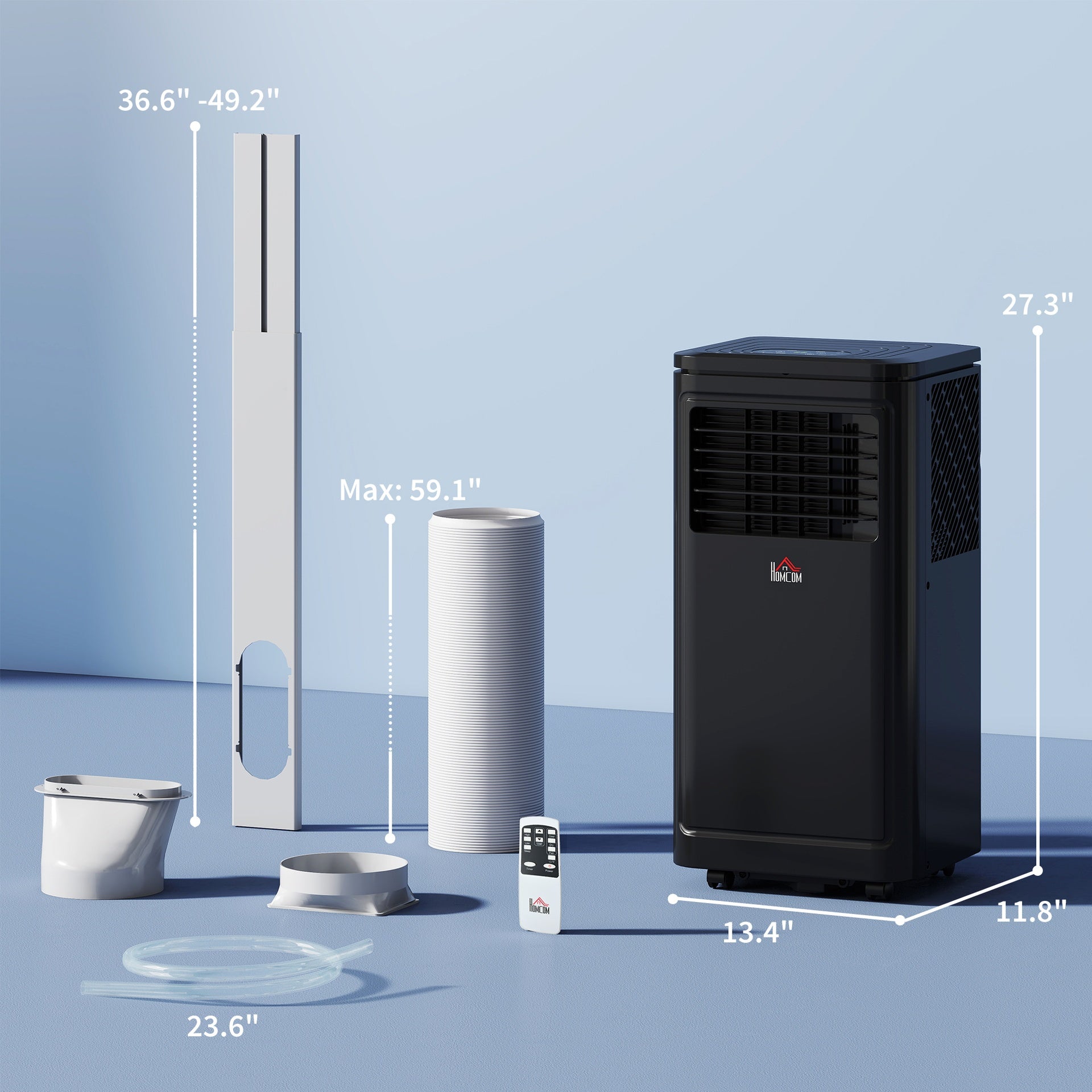 HOMCOM 8,000 BTU Portable Air Conditioner Fan w/ Remote for Rooms Up to 344 Sq. Ft., Evaporative Cooler AC Unit Black
