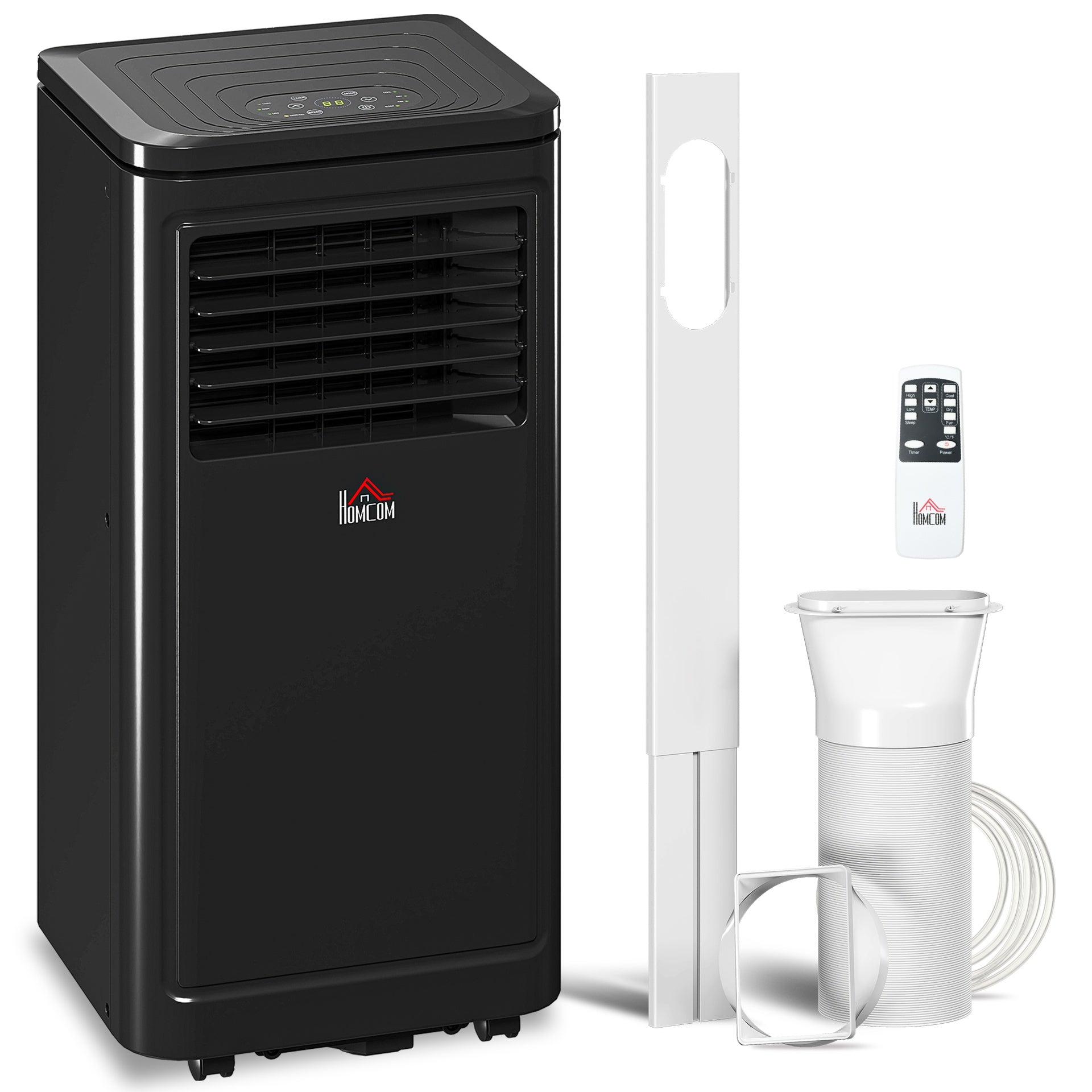 HOMCOM 8,000 BTU Portable Air Conditioner Fan w/ Remote for Rooms Up to 344 Sq. Ft., Evaporative Cooler AC Unit Black