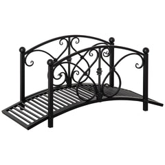 Outsunny Garden Bridge 3.3FT, Decorative Classic Backyard Pond Bridge with Safety Railings Black