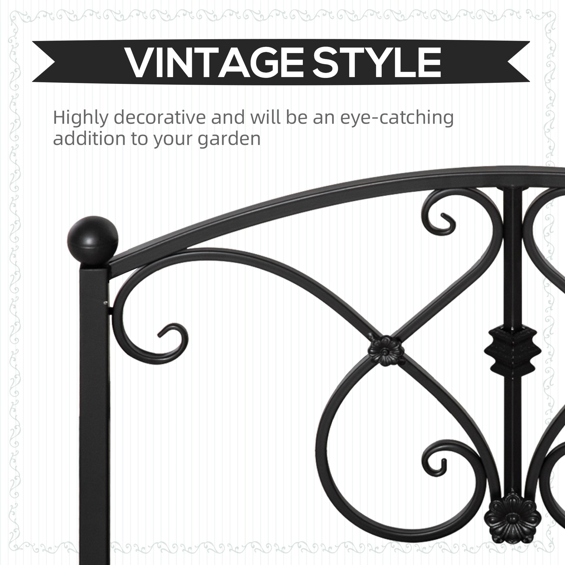 Outsunny Garden Bridge 3.3FT, Decorative Classic Backyard Pond Bridge with Safety Railings Black