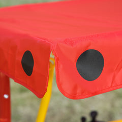 Outsunny Kids Patio Swing, Adjustable Canopy Swing Glider, Kids Outdoor Swing Chair with 2 Seats, Seat-Belted Safety, Red