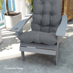 Outsunny Adirondack Chair Cushions Set of 2, Tufted High Back Patio Non-Slip Cushions for Adirondack Chairs, Gray