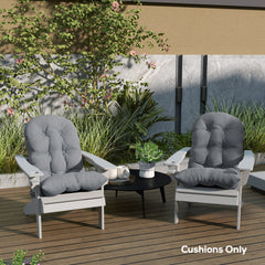 Outsunny Adirondack Chair Cushions Set of 2, Tufted High Back Patio Non-Slip Cushions for Adirondack Chairs, Gray