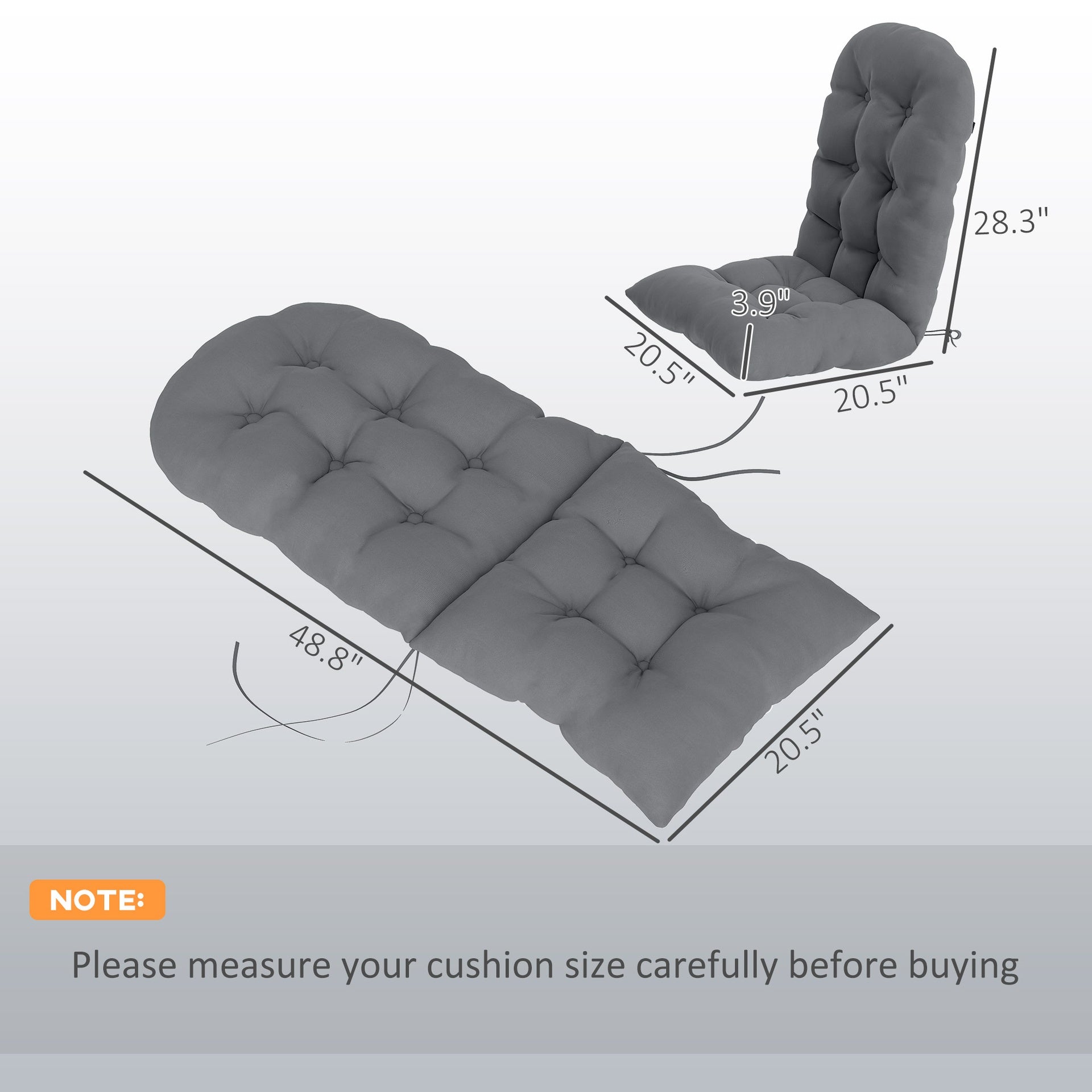 Outsunny Adirondack Chair Cushions Set of 2, Tufted High Back Patio Non-Slip Cushions for Adirondack Chairs, Gray