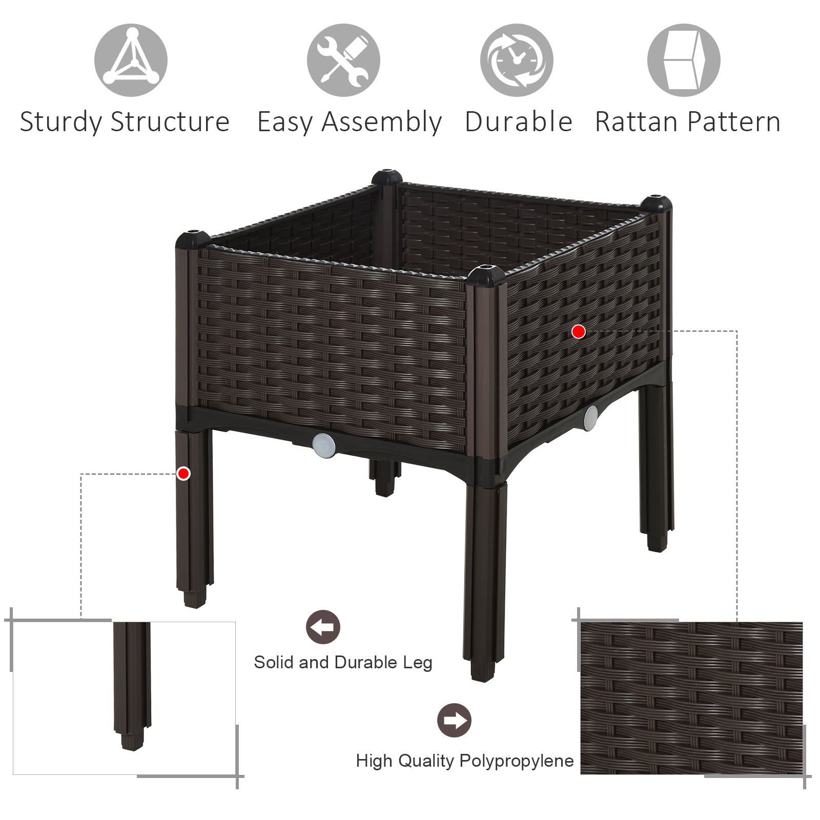 Outsunny 1 Piece Raised Garden Bed with Legs, Planter Box Raised Bed to Grow Flowers, Herbs & Vegetables, Brown